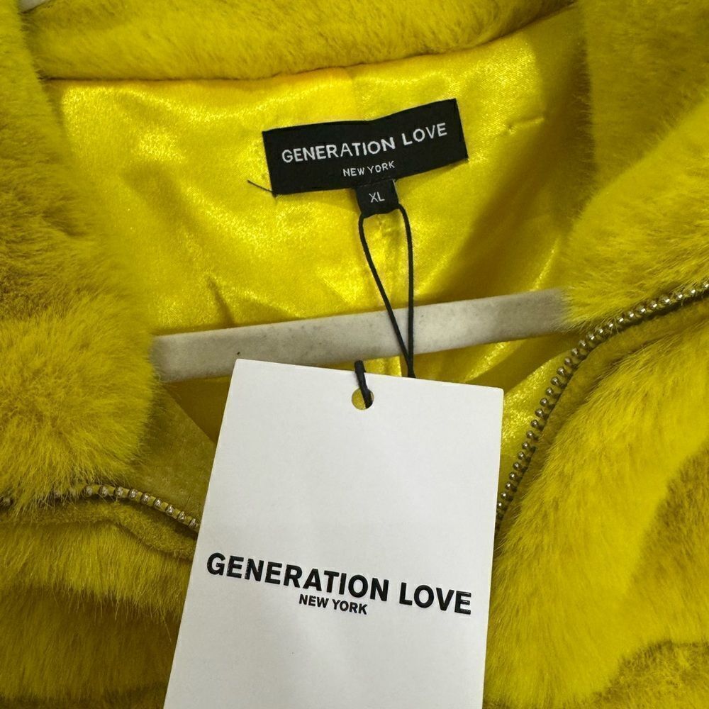 NWT Generation Love Jodi Faux Fur Bomber Jacket in Yellow - Picture 10 of 12
